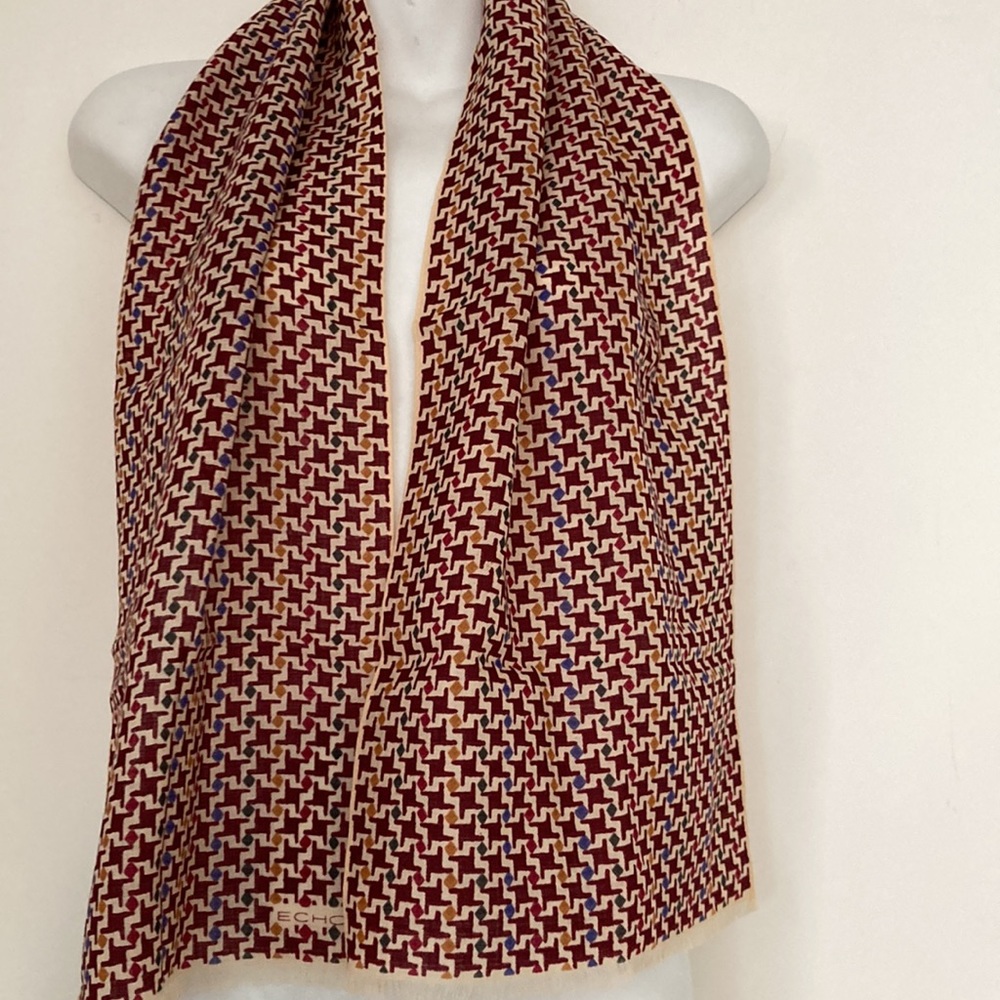Vintage Echo Geometric Rectangular Wool Scarf Mad… - image 2